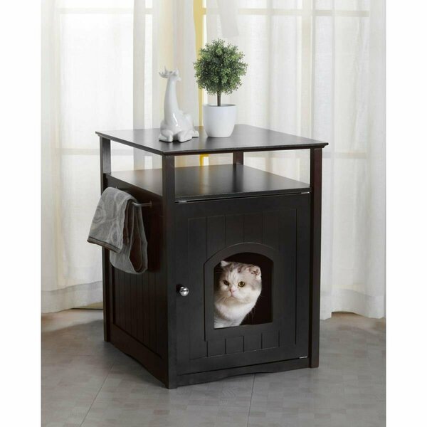 Noah&Aposs Ark Cat Washroom Litter Box Cover & Night Stand Pet House, Black NO2614657